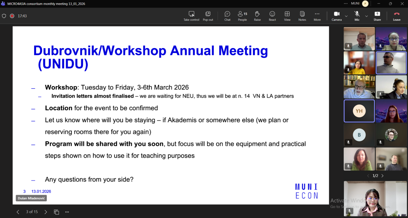 ກອງປະຊຸມປະຈໍາເດືອນຂອງສະມາຊິກພາຍໃນໂຄງການ MICRO4ASIA | ໃນວັນທີ 13 ມັງກອນ 2026